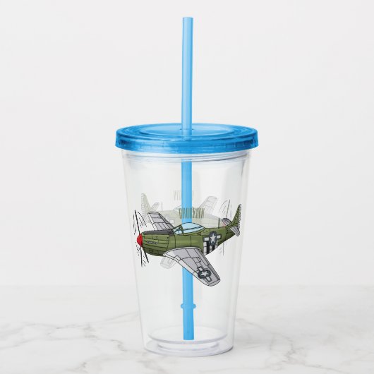 Voorbeeld van de cartoon van militaire vliegtuigen acryl drinkbeker (Voorkant)