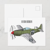 Voorbeeld van de cartoon van militaire vliegtuigen briefkaart (Voorkant / Achterkant)