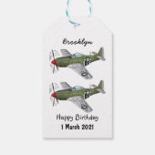 Voorbeeld van de cartoon van militaire vliegtuigen cadeaulabel (Achterkant)