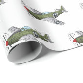 Voorbeeld van de cartoon van militaire vliegtuigen cadeaupapier (Rol Hoek)