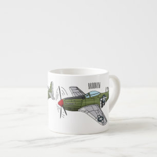 Voorbeeld van de cartoon van militaire vliegtuigen espresso kop