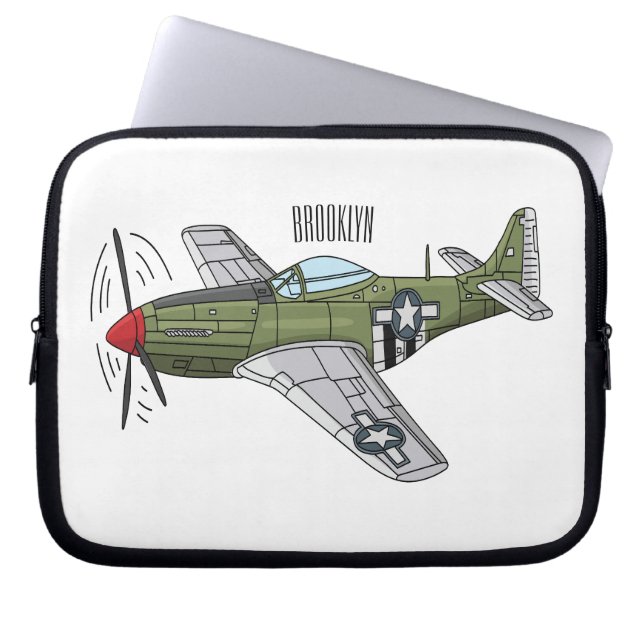 Voorbeeld van de cartoon van militaire vliegtuigen laptop sleeve (Voorkant)