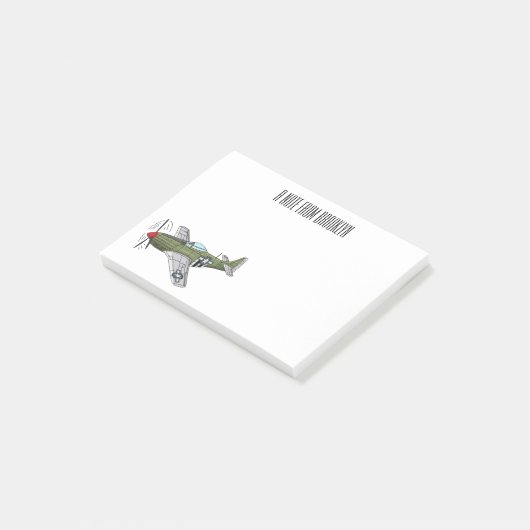 Voorbeeld van de cartoon van militaire vliegtuigen post-it® notes (Schuin)