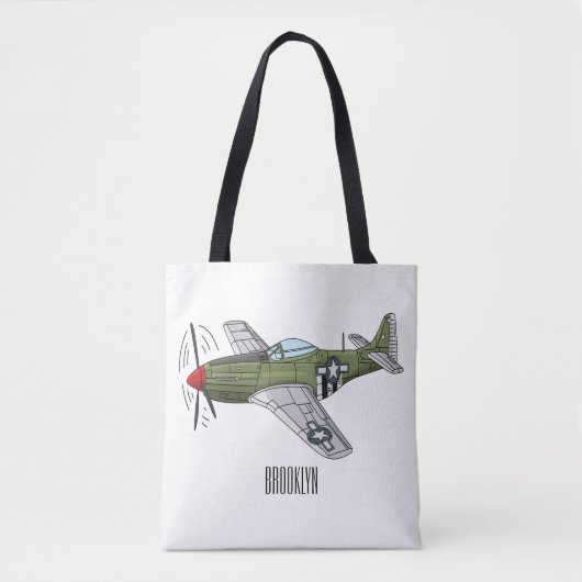 Voorbeeld van de cartoon van militaire vliegtuigen tote bag (Voorkant)