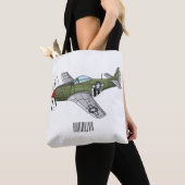 Voorbeeld van de cartoon van militaire vliegtuigen tote bag (Dichtbij)