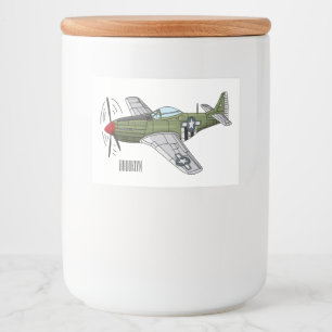 Voorbeeld van de cartoon van militaire vliegtuigen voedselcontainer etiket