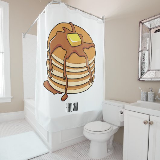 Voorbeeld van de cartoon van Pancake Douchegordijn (In situ)