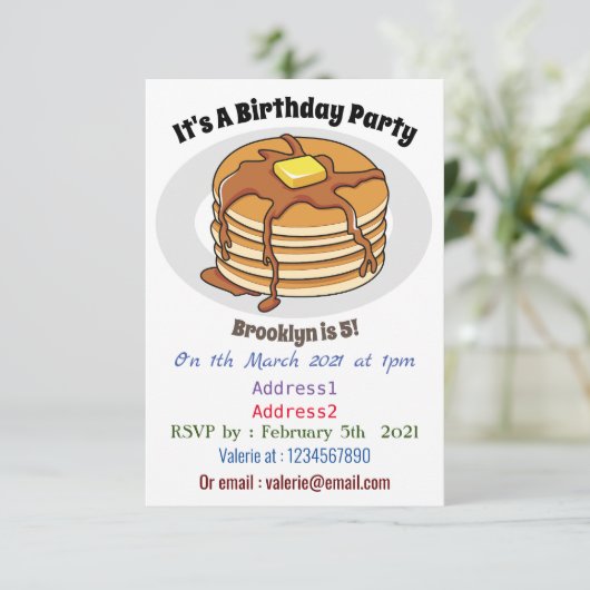 Voorbeeld van de cartoon van Pancake Kaart (Staand voorkant)