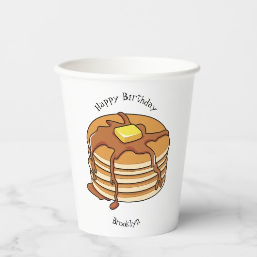 Voorbeeld van de cartoon van Pancake Papieren Bekers (Voorkant)