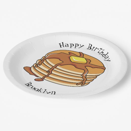 Voorbeeld van de cartoon van Pancake Papieren Bordje (Gekanteld)