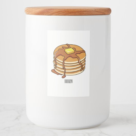 Voorbeeld van de cartoon van Pancake Voedselcontainer Etiket (Voorkant)