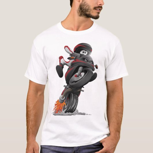 Voorbeeld van de cartoon van sportfietsen t-shirt (Voorkant)
