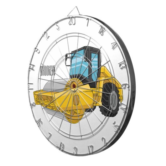 Voorbeeld van de cartoon van wegwalsen dartbord (Voorkant Rechts)