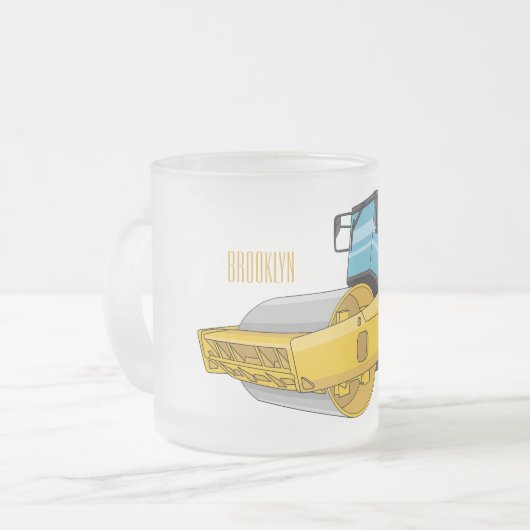 Voorbeeld van de cartoon van wegwalsen matglas koffiemok (Voorkant links)