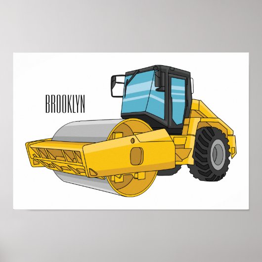 Voorbeeld van de cartoon van wegwalsen poster (Voorkant)