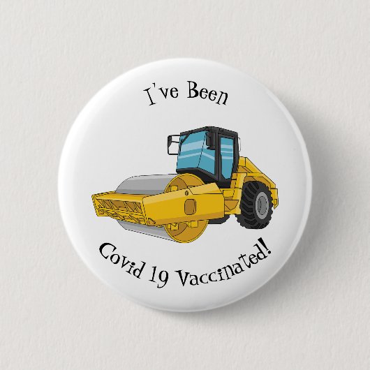 Voorbeeld van de cartoon van wegwalsen ronde button 5,7 cm (Voorkant)