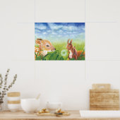 Voorbeeld van de Fawn and Squirrel Poster (Keuken)
