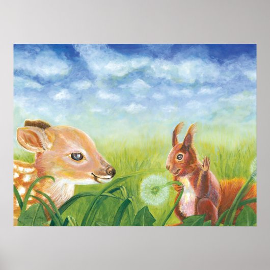 Voorbeeld van de Fawn and Squirrel Poster (Voorkant)