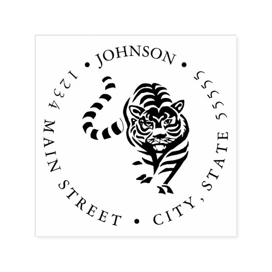 Voorbeeld van de Ferocious Tiger Illustration Retu Zelfinktende Stempel (Design)