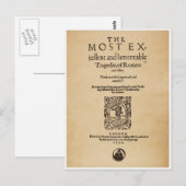 Voorbeeld van de Romeo en Juliet Quarto (1599) Briefkaart (Voorkant / Achterkant)