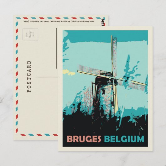 Voorbeeld van de windmolen in Brugge België Briefkaart (Voorkant / Achterkant)