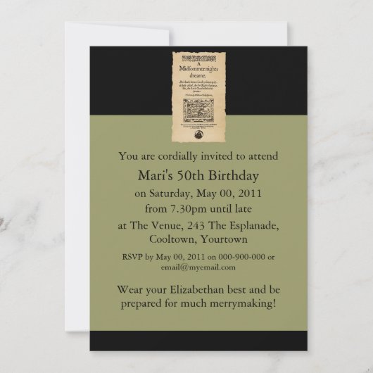 Voorbeeld van een midzomernacht Dream Quarto Kaart (Voorkant)