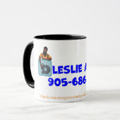 Voorbeeld van mok om uw bedrijf te adverteren. (Voorkant links)