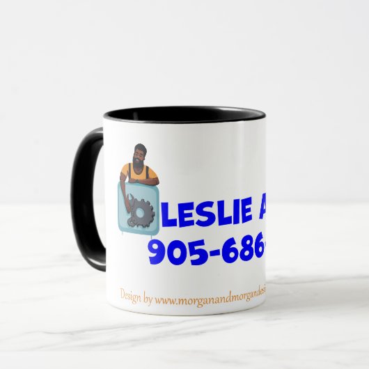 Voorbeeld van mok om uw bedrijf te adverteren. (Voorkant links)