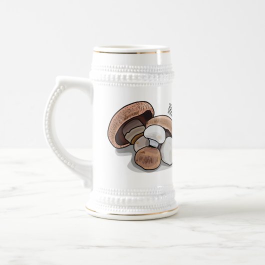 Voorbeeld van paddenstoelcartoon bierpul (Links)