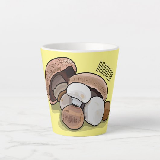 Voorbeeld van paddenstoelcartoon latte mok (Voorkant)