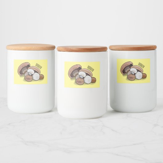 Voorbeeld van paddenstoelcartoon voedselcontainer etiket (Flessen)