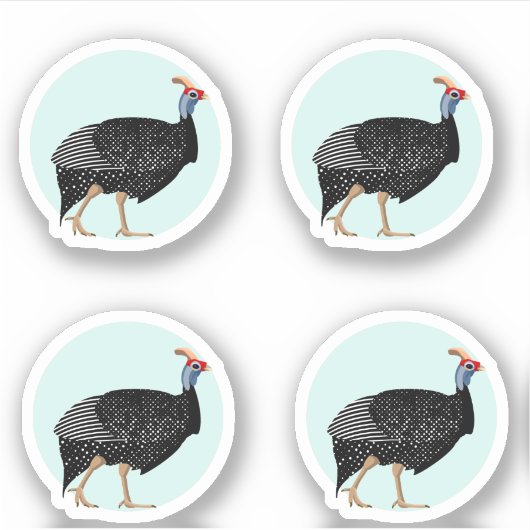 Voorbeeld van parelhoenders sticker (Voorkant)