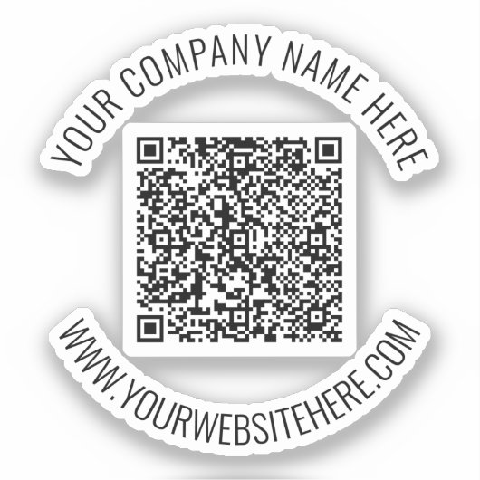 Voorbeeld van QR-code en tekst promotionele sticke Sticker (Voorkant)