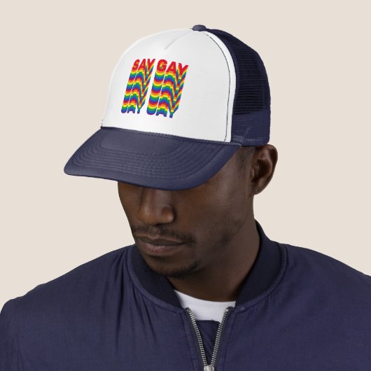 Voorbeeld van retroreflectuur van de regenbooglgba trucker pet (In situ)