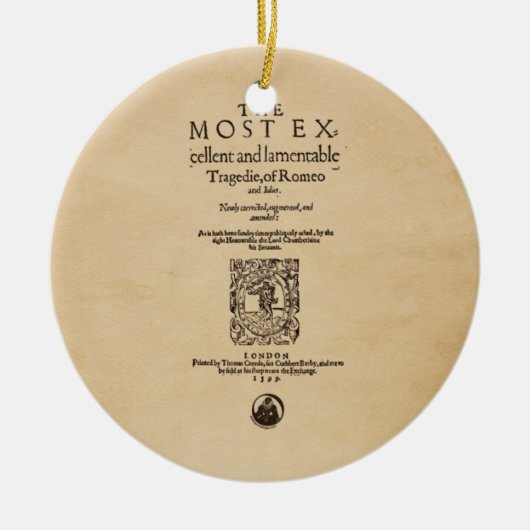 Voorbeeld van Romeo en Juliet Quarto (1599) Keramisch Ornament (Voorkant)