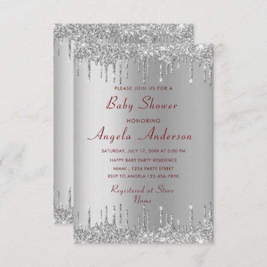 Voorbeeld van uitnodiging voor QR-code Glitter-Bab (Voorkant / Achterkant)