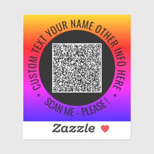 Voorbeeld van uw QR Code Sticker met aangepaste te (Vel)