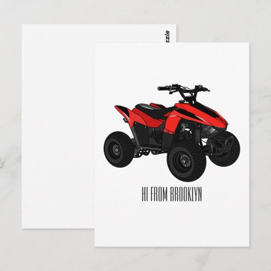 Voorbeeld van vierwielaandrijving met cartoon briefkaart (Voorkant / Achterkant)