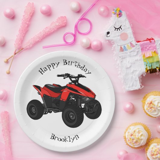 Voorbeeld van vierwielaandrijving met cartoon papieren bordje (Feest)