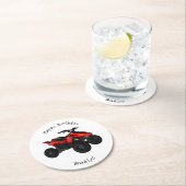 Voorbeeld van vierwielaandrijving met cartoon ronde kartonnen onderzetter (Insitu)