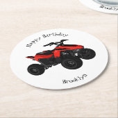 Voorbeeld van vierwielaandrijving met cartoon ronde kartonnen onderzetter (Gebogen)