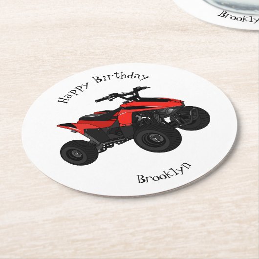 Voorbeeld van vierwielaandrijving met cartoon ronde kartonnen onderzetter (Gebogen)