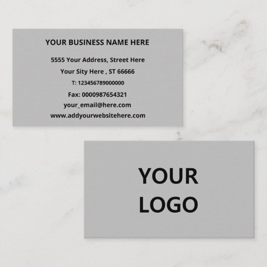 Voorbeeld Visitekaartje aangepaste Logo-naam (Voorkant / Achterkant)