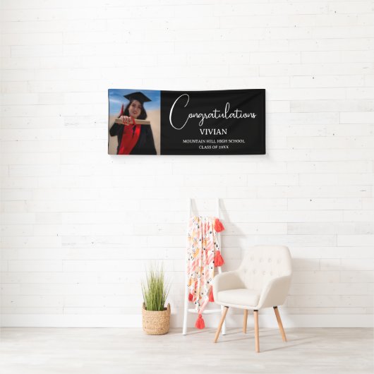 Voorbeeld zwart Afstuderen gefeliciteerde banner (Insitu)