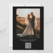 Voorbeeld zwart-wit foto en QR code bruiloft Kaart (Achterkant)