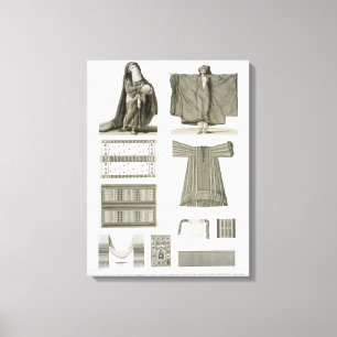 Voorbeelden van zijderoute en Egyptische kostuums, Canvas Afdruk