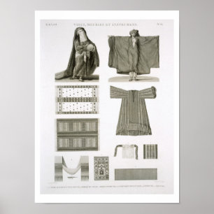 Voorbeelden van zijderoute en Egyptische kostuums, Poster