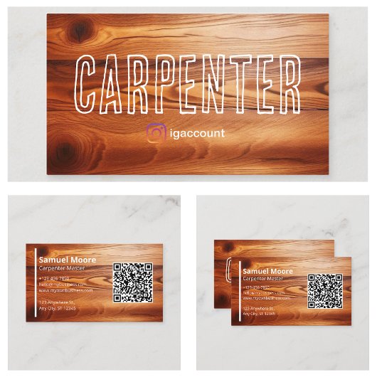 Voorbeeldontwerp QR-code timmerman Visitekaartje