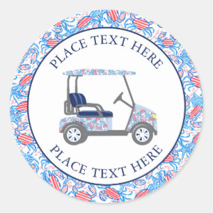 Voorbereide Patriotische Krabben Golfkar Ronde Sticker
