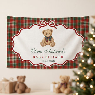 Voorbereide Teddibeer Kerst Babyshower Spandoek